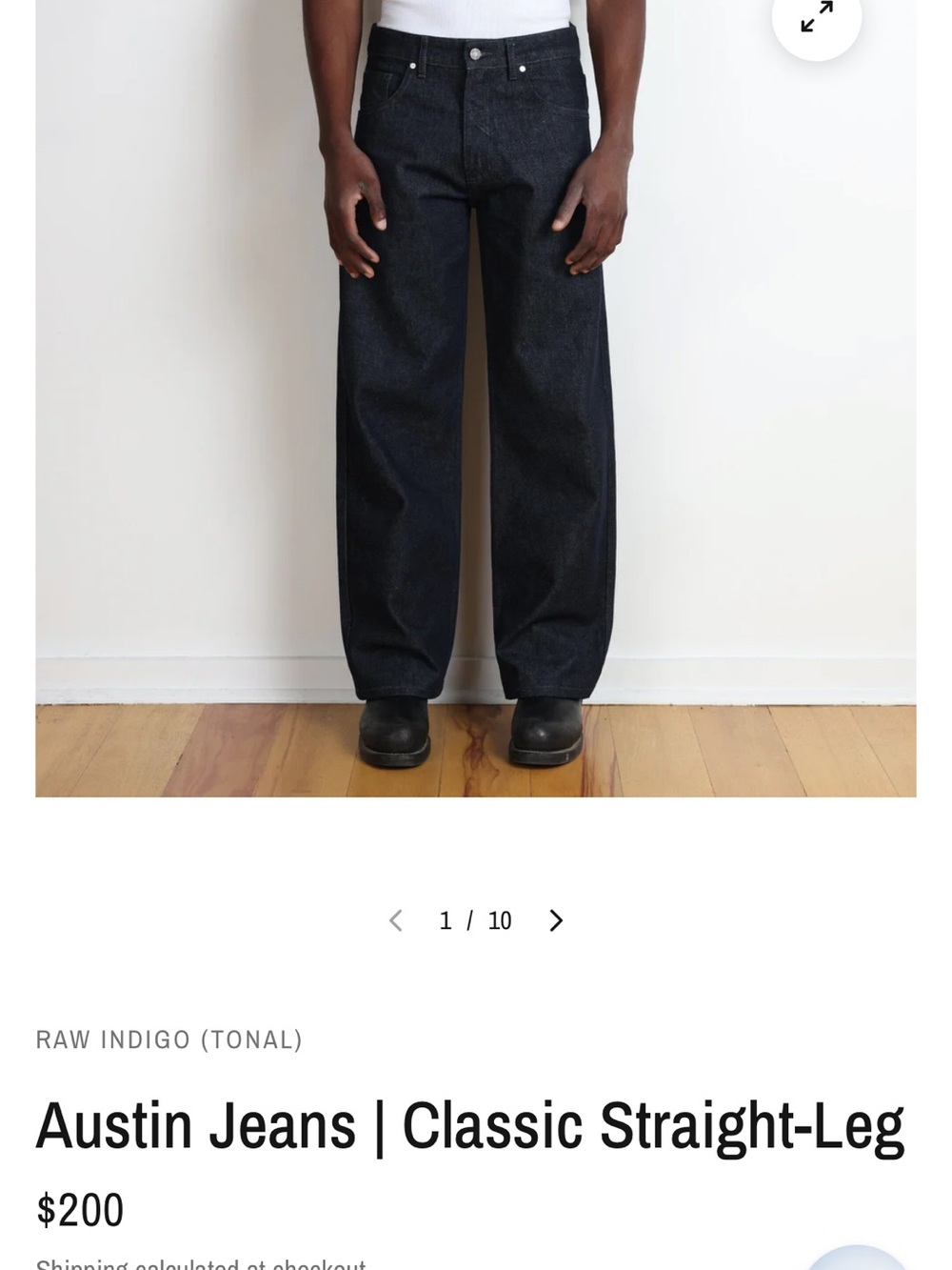 Pool House New York Austin Jeans Classic Straight-Leg (Raw Indigo, Tonal) NWT 34